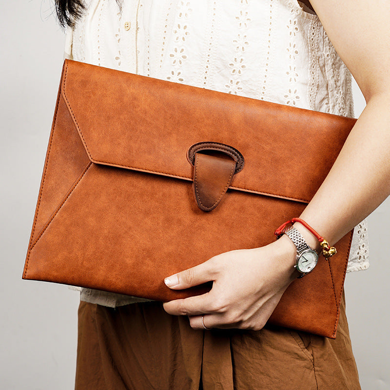 Custom Logo PU Leather Buckle Waterproof File Bag | Premium Corporate Gifts and Custom Gifts