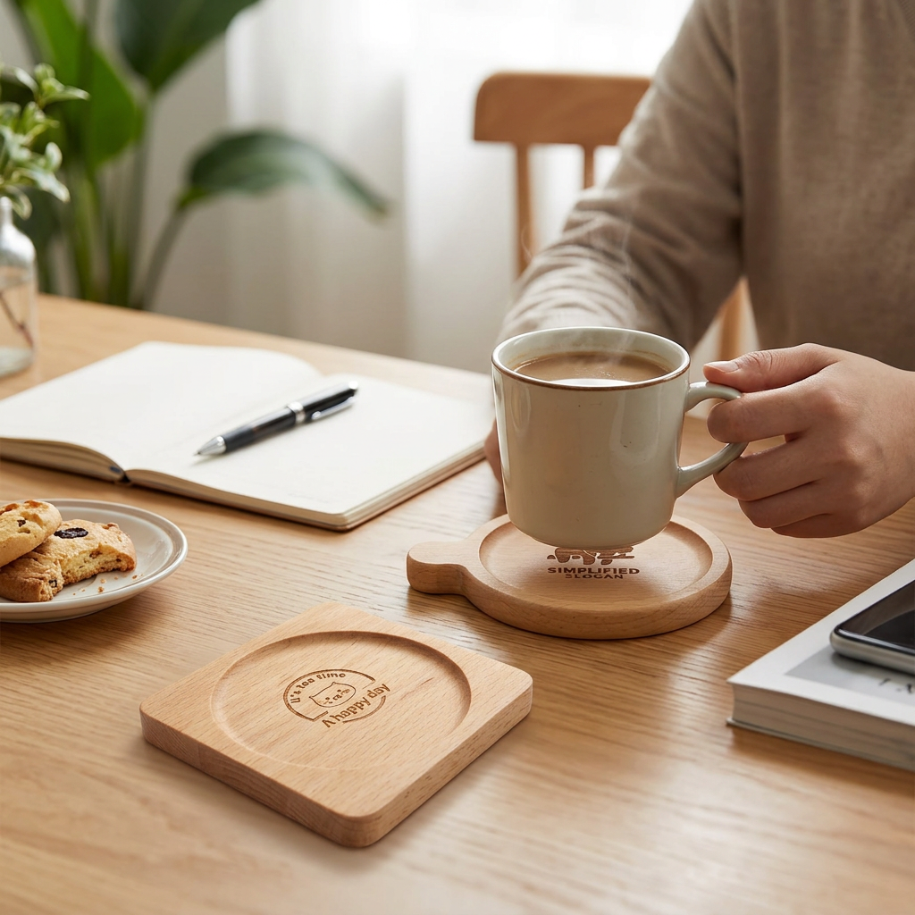 Custom Logo Wood Grain Coaster